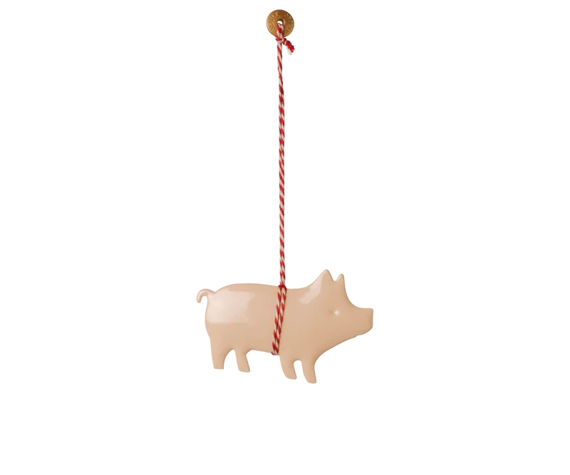 Metal ornament, Pig - Rose