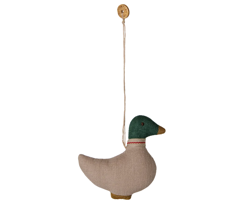 Fabric ornament, Duck - Green/Sand