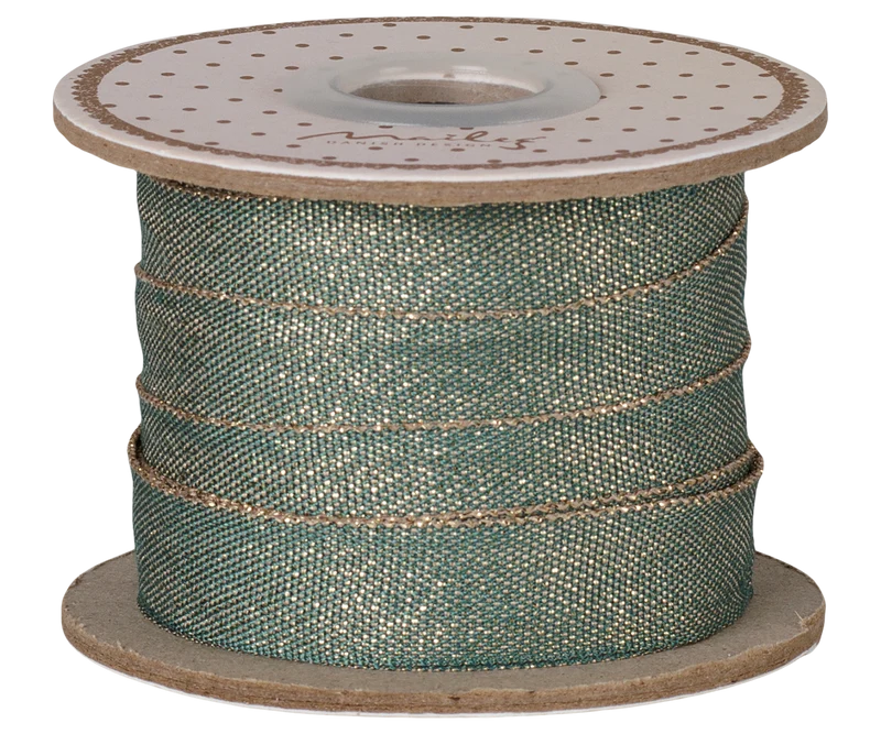 Ribbon, W: 13 mm x L: 10 m - Green/Gold