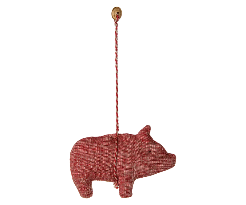 Fabric ornament, Pig - Red