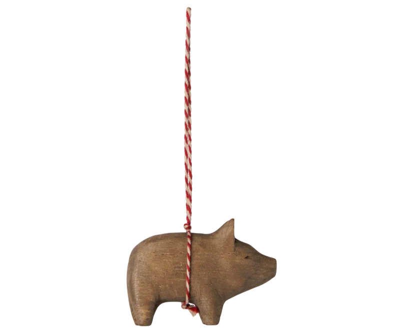 Wooden ornament, Pig - Nature