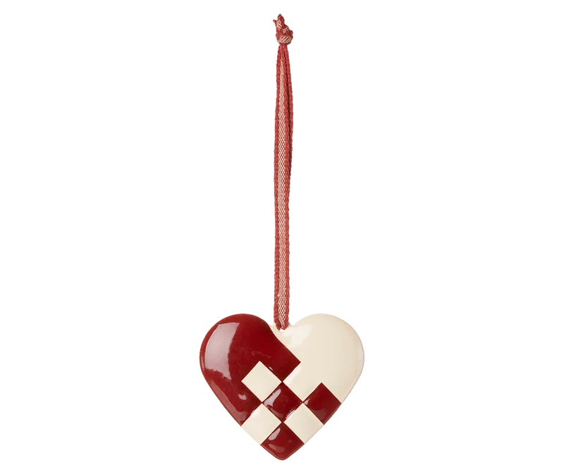 Metal ornament, Small heart - Red
