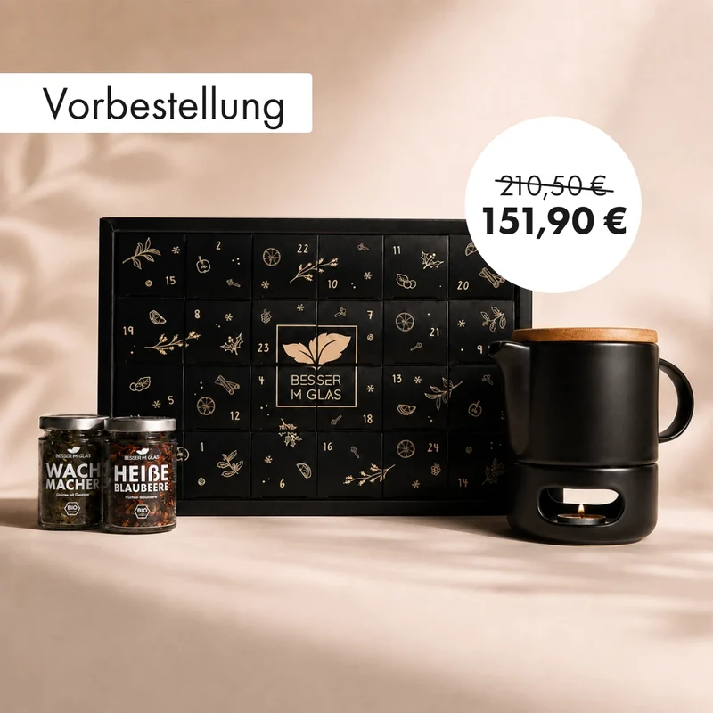 Tee Adventskalender mit Keramik Teekannenset