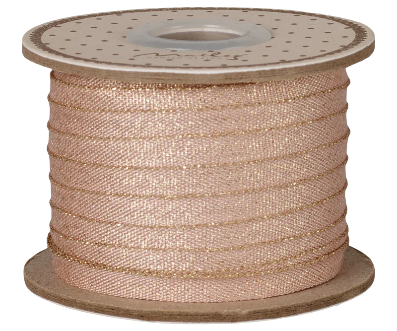 Ribbon, W: 6 mm x L: 25 m - Light rose/Gold