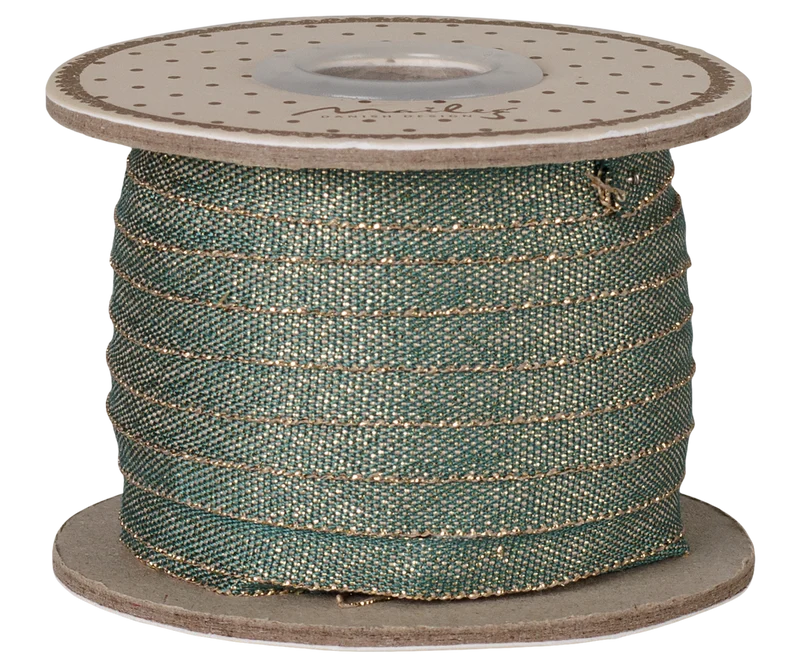 Ribbon, W: 6 mm x L: 25 m - Green/Gold