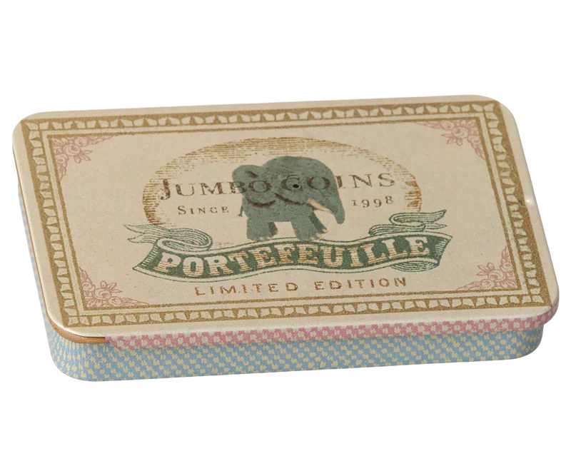 Metal box w. sliding lid - Jumbo coins - Blue