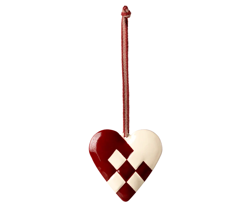 Metal ornament, Large heart - Red