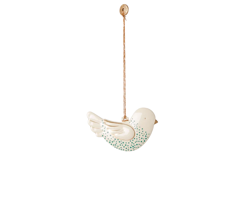 Metal ornament, Bird - Green dot
