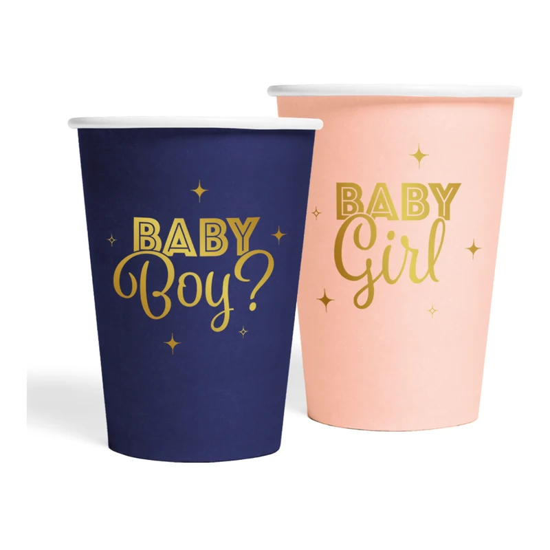 Gender Reveal Bekers – 210 ml – 8 stuks