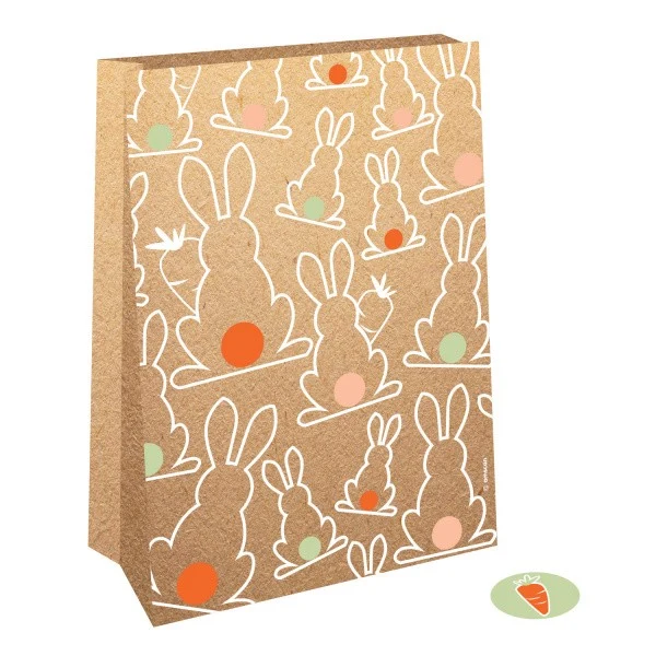 Papieren Zakjes Paashaas – 15 x 21 x 6 cm – 4 stuks
