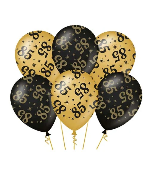 Ballonnen zwart/goud 85 (6 st.)