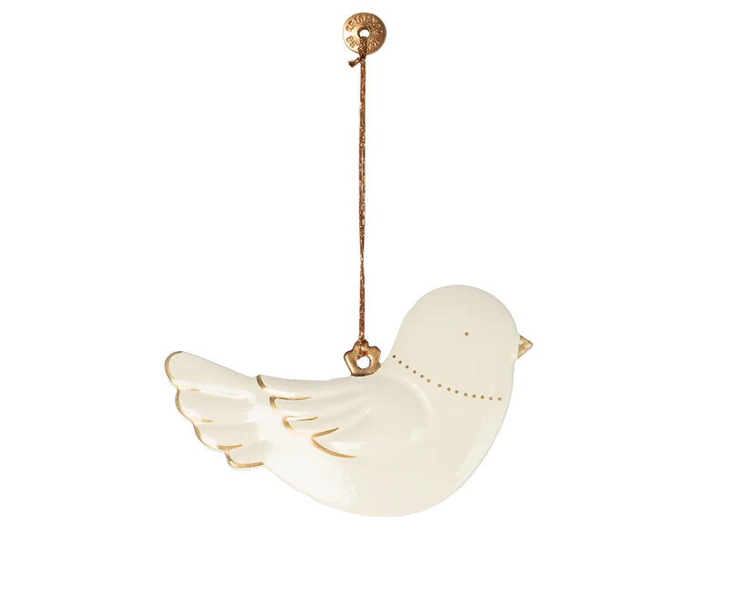 Metal ornament, Bird - Off white/Gold
