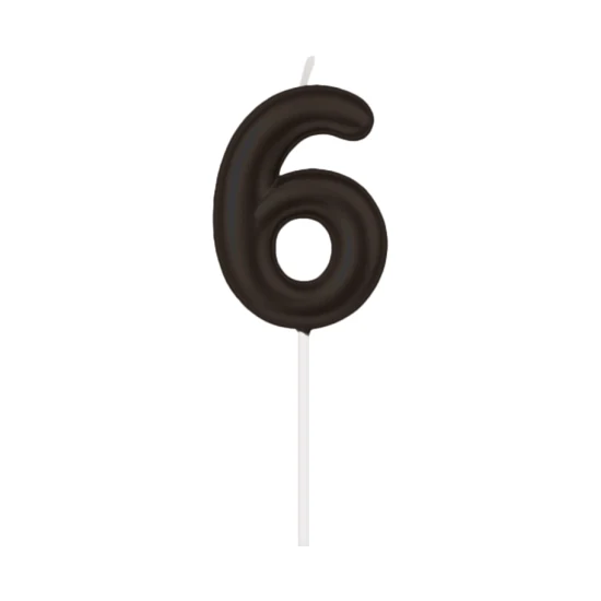 6 Jaar Kaars – Zwart – 10,5 cm