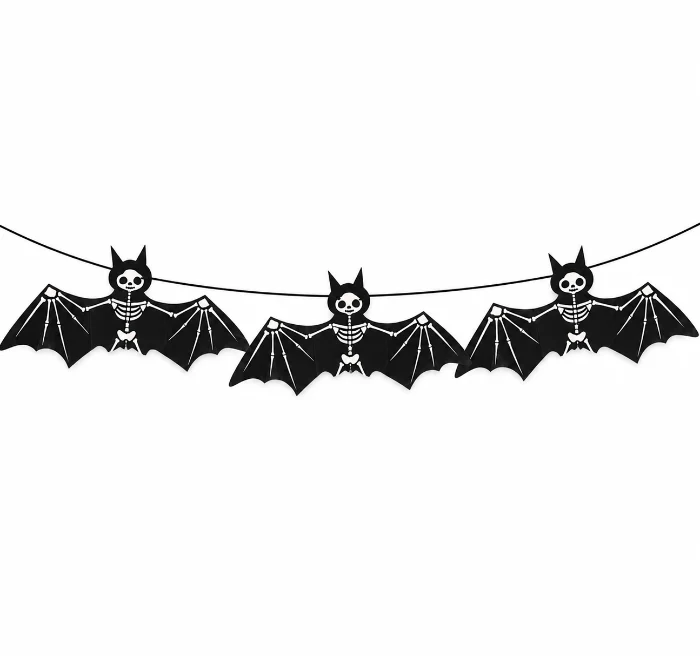 Slinger Halloween vleermuis skelet zwart 5m