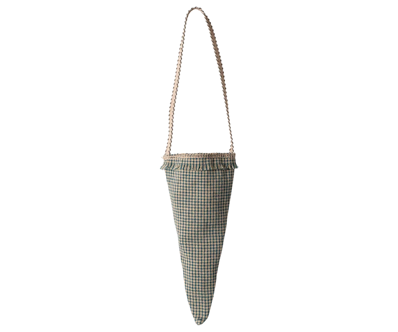 Fabric ornament, Cornet - Checker - Petrol