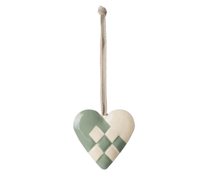 Metal ornament, Large heart - Mint