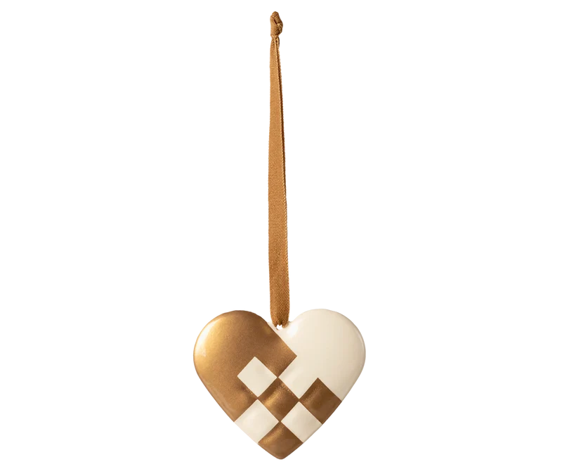 Metal ornament, Small heart - Gold