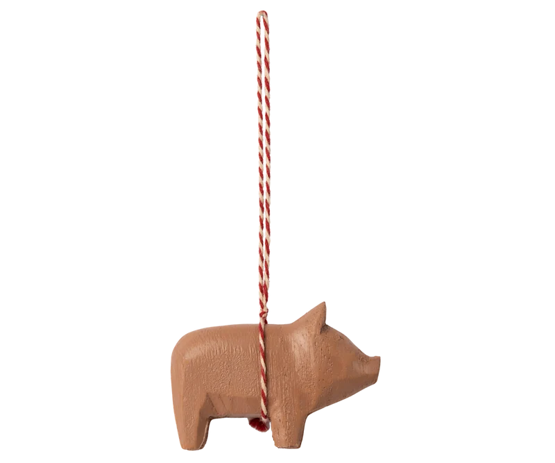 Wooden ornament, Pig - Old rose