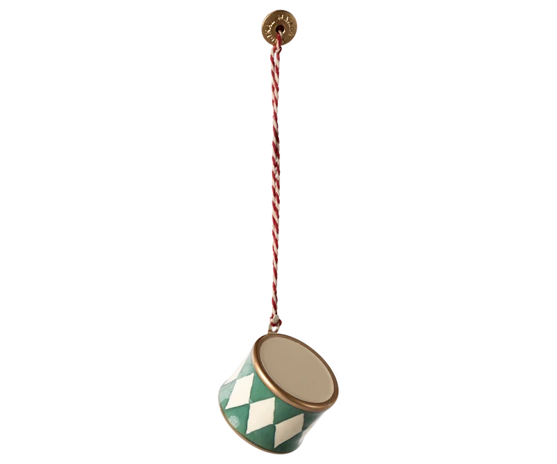 Metal ornament, Small drum - Dark green