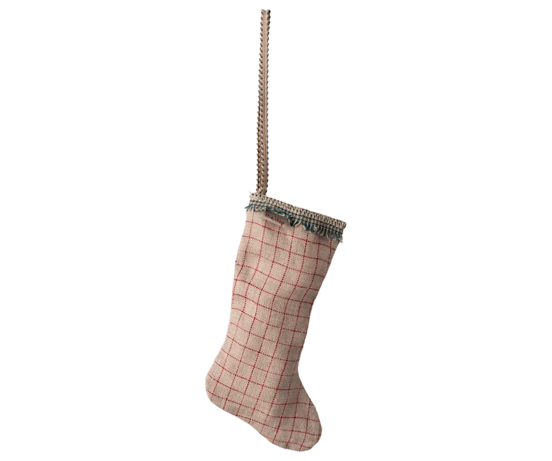 Fabric ornament, Stocking - Checker - Sand