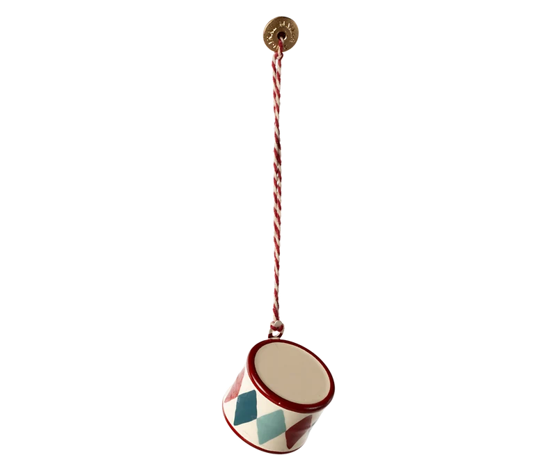 Metal ornament, Small drum - Classic red