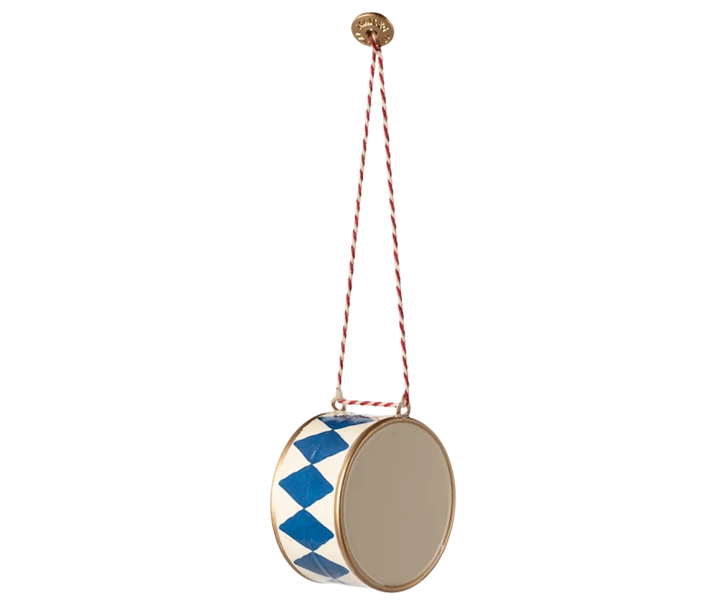 Metal ornament, Large drum - Dark blue