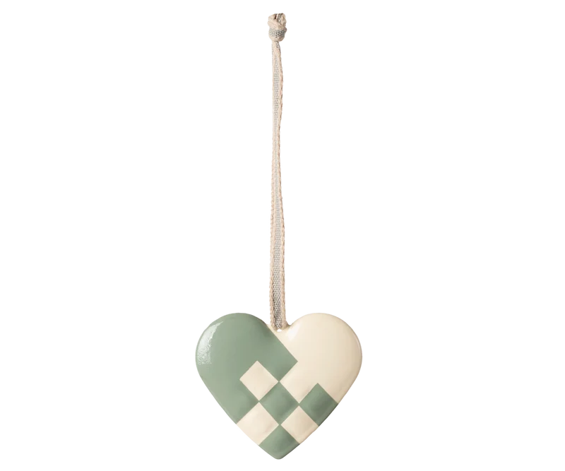 Metal ornament, Small heart - Mint