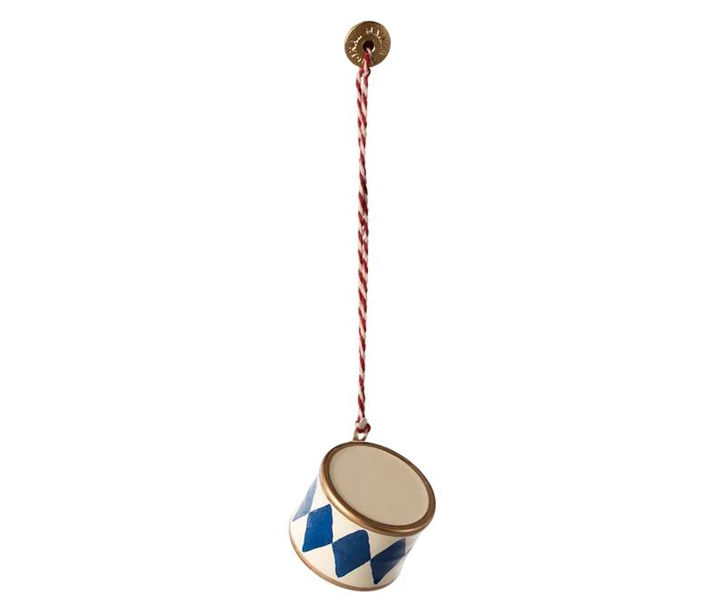 Metal ornament, Small drum - Dark blue