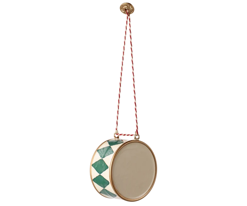 Metal ornament, Large drum - Dark green