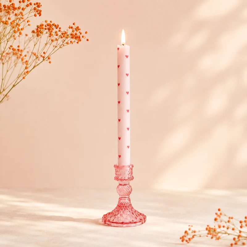 Glazen Kandelaar Belle – Roze of Groen – Vintage Look – 8x10 cm ✨🕯️