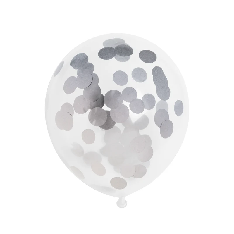 6 Confettiballonnen – 30 cm – Papieren Confetti Zilver