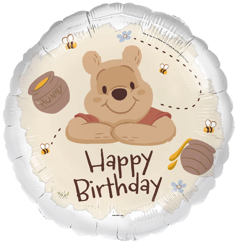 Folieballon Standaard Winnie de Poeh Happy Birthday 45cm