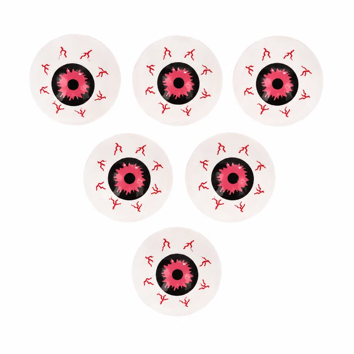 Oogballen Halloween wit/zwart/rood 6 stuks