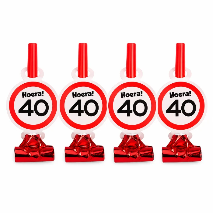 Rolfluitjes 40 jaar rood/wit 4 stuks