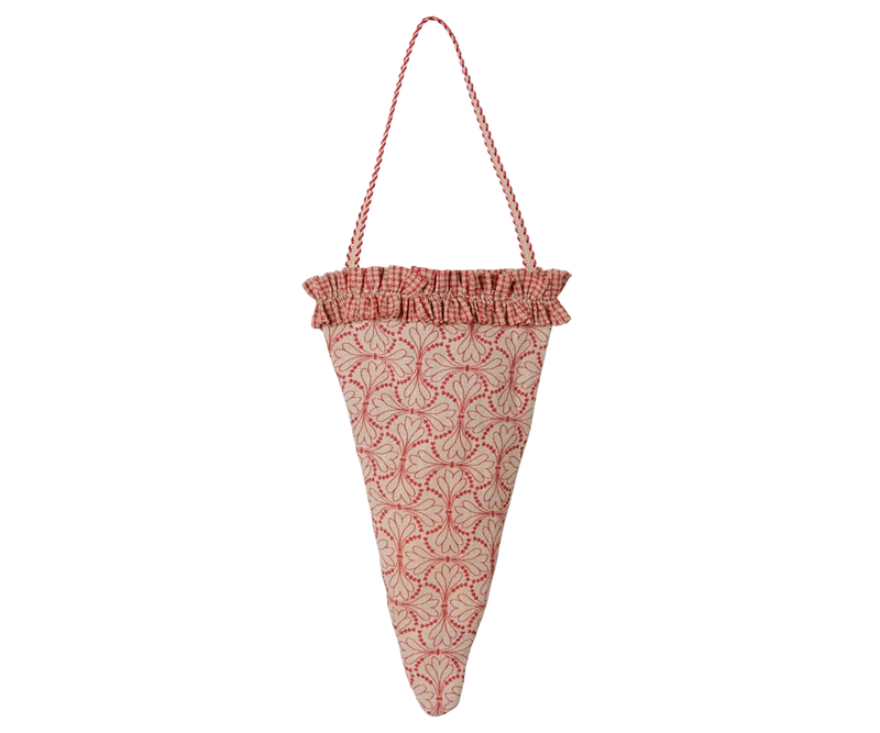 Fabric ornament, Cornet - Winter heart - Red