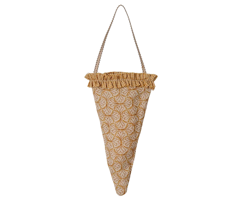 Fabric ornament, Cornet - Winter heart - Ocher