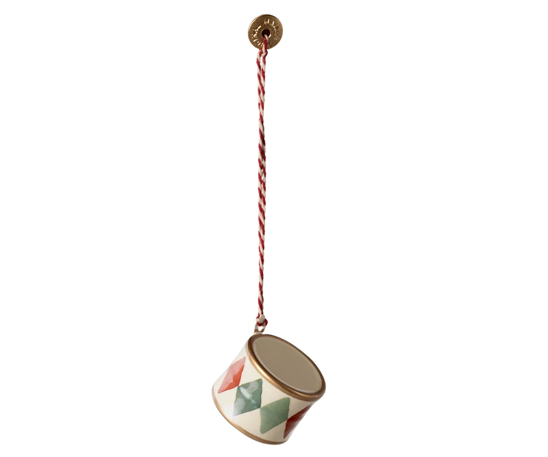 Metal ornament, Small drum - Classic green