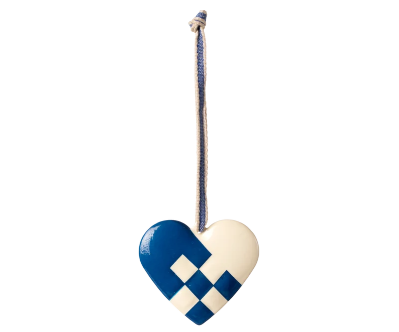 Metal ornament, Small heart - Dark blue