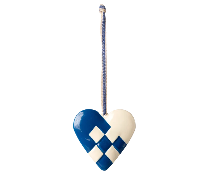 Metal ornament, Large heart - Dark blue