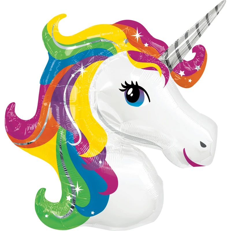 Folieballon Supershape Regenboog Eenhoorn 83x73cm