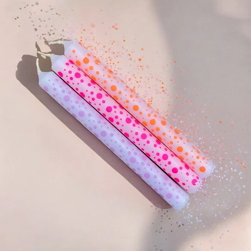 Set van 3 neon kaarsen - Graphic Lights Dots