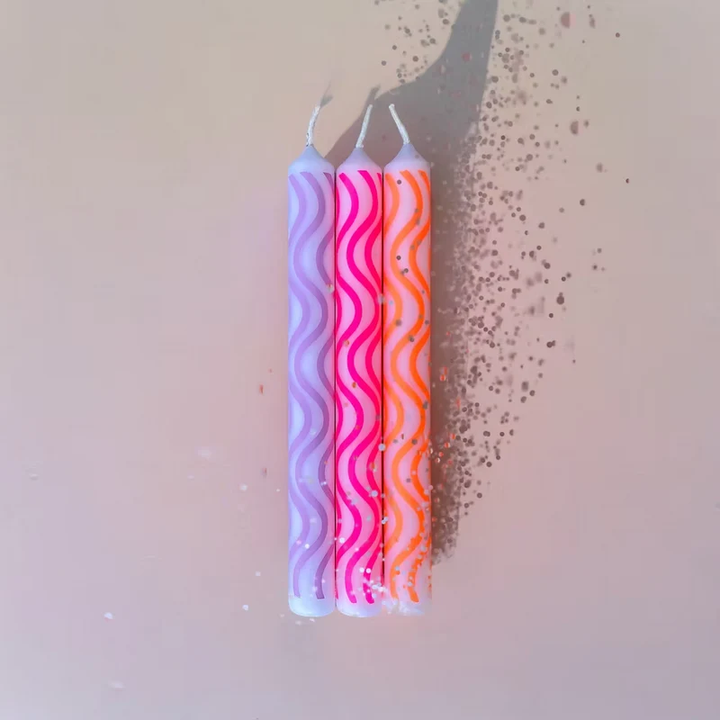 Set van 3 neon kaarsen - Graphic Lights Curves