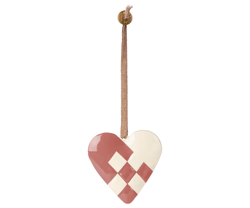 Metal ornament, Braided heart - Light purple