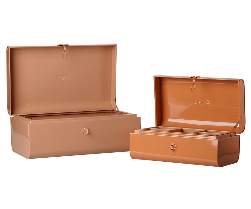 Storage suitcase set - Powder/Coral w. tray