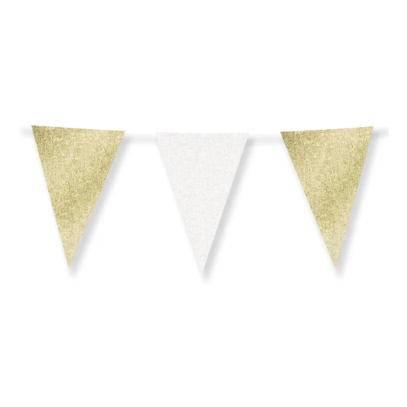 Slinger wit en goud met glitters 6 meter 20x30 cm