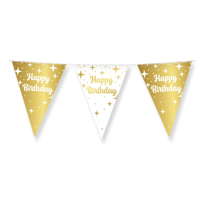 Happy Birthday Slinger Wit Goud – 10 meter – 20 x 30 cm