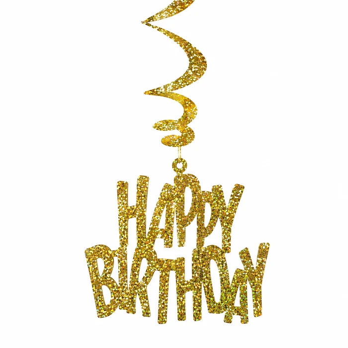 Decoratie happy birthday goud