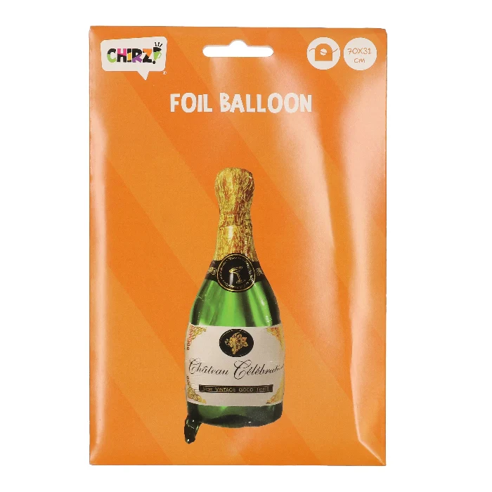 Folieballon champagnefles groen/goud - 70 x 31 cm