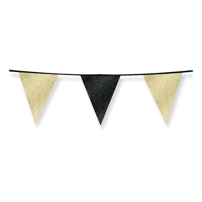 Slinger zwart en goud met glitters 6 meter 20x30 cm