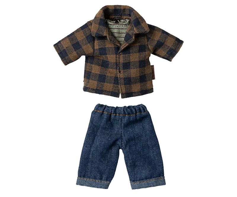 Brown checked shirt and pants, Dad mouse